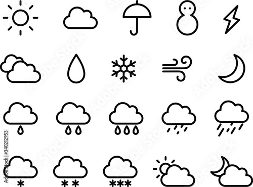 天気のアイコンのセット／イラスト／かわいい