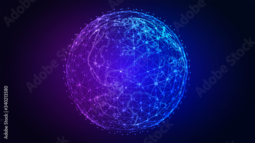 Fototapeta Naklejka Na Ścianę i Meble -  Global world network and telecommunication on earth. Elements of this image furnished by NASA - 3d illustration.