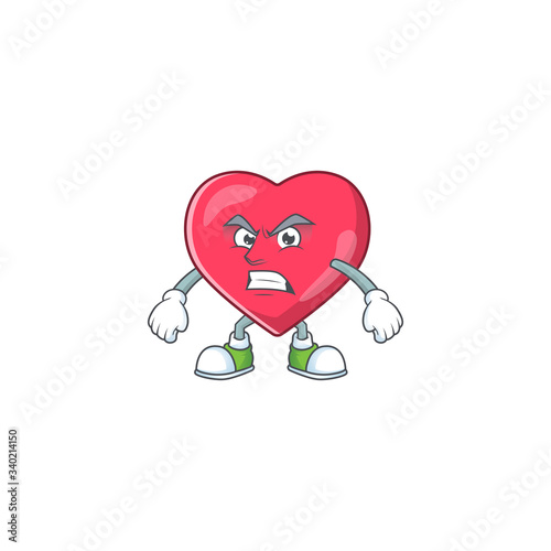 Mascot design style of heart medical notification with angry face