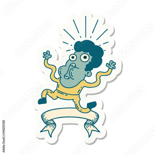 sticker of tattoo style frightened man