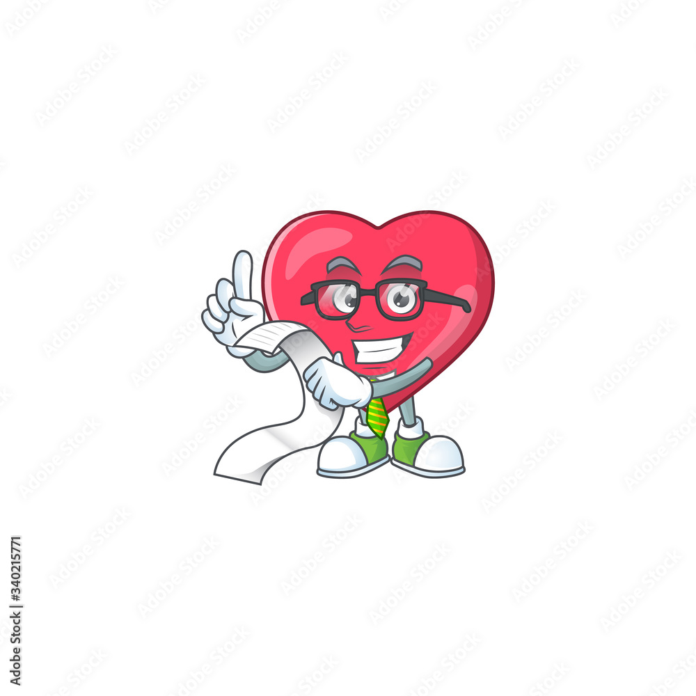 Mascot cartoon concept of heart medical notification with menu list Mascot cartoon concept of heart medical notification with menu list