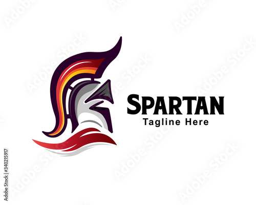 Spartan head helmet cartoon color drawing logo design inspiration