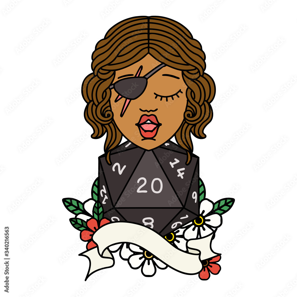 human rogue with natural 20 dice roll illustration human rogue with natural 20 dice roll illustration