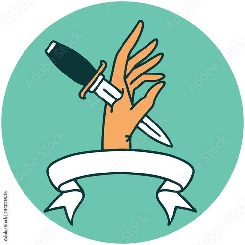 icon with banner of a dagger in the hand