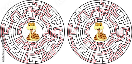 Safari Animal Maze Vector. animal, games, template, easy, card, book, map, teach,