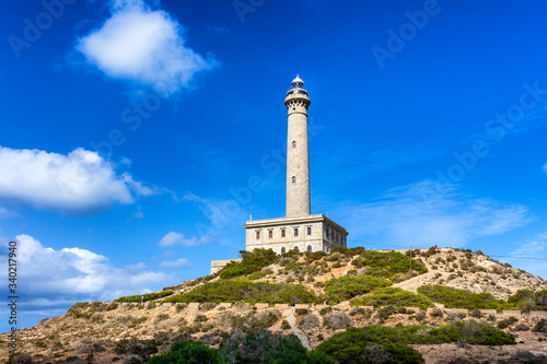 lighthouse on a hill on the coast of Murcia