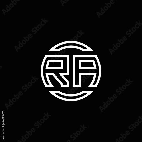 RA logo monogram with negative space circle rounded design template