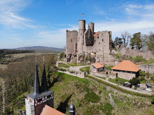 Burg Hanstein aus der Luft (Eichsfeld, Thüringen, Deutschland) photo