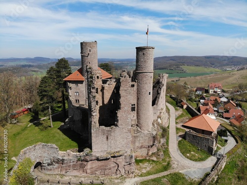 Burg Hanstein aus der Luft (Eichsfeld, Thüringen, Deutschland) photo