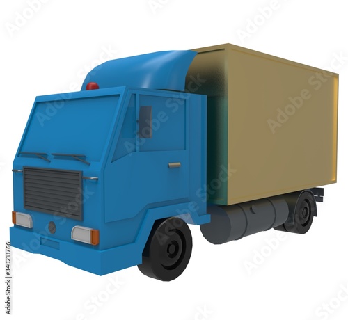 3d illustration of the cartoon truck 