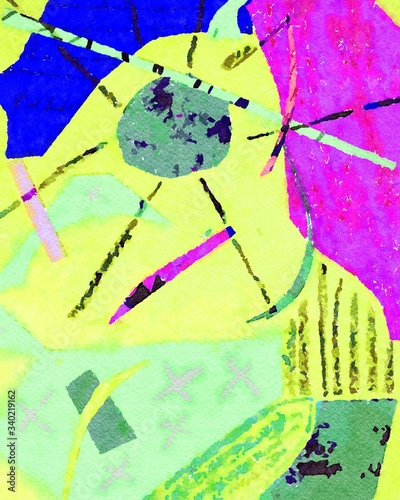 Abstract watercolor composition drawing painting line texture art design background