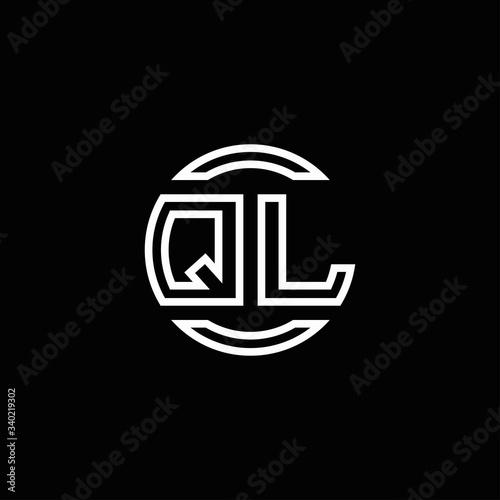 QL logo monogram with negative space circle rounded design template photo