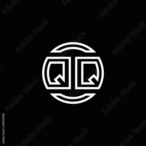 QQ logo monogram with negative space circle rounded design template