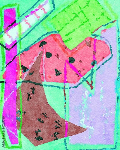 Abstract watercolor composition drawing painting line texture art design background