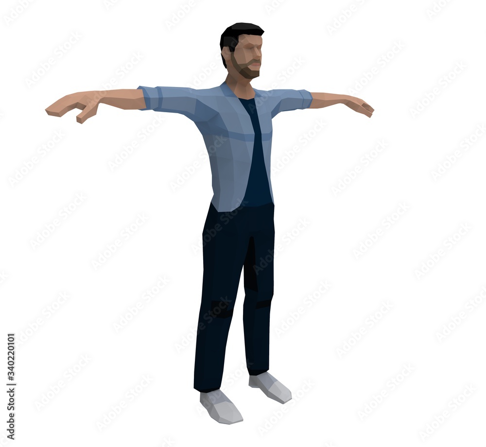 3d illustration of the low poly man
