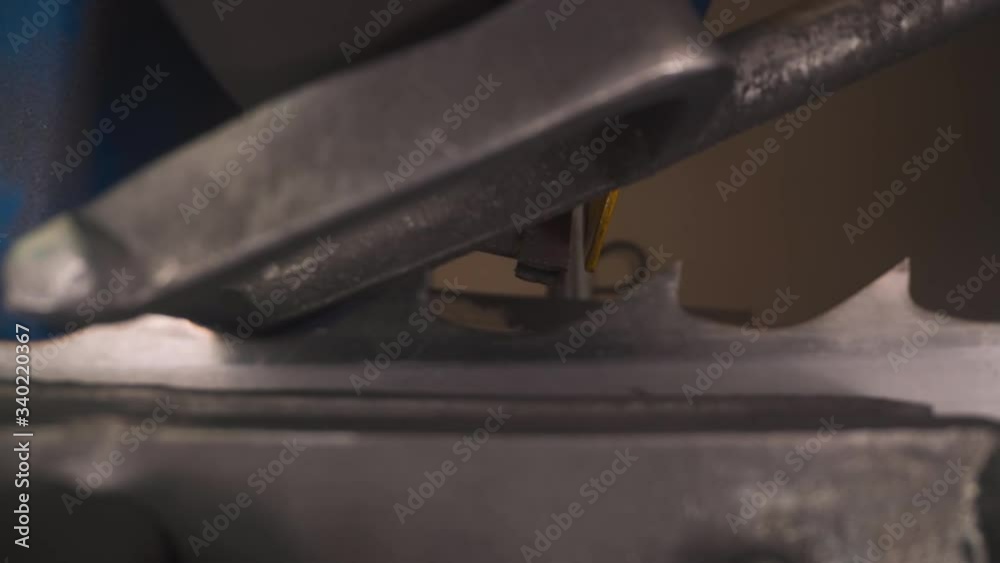 CU shot, macro view, travelling cam: camera removes from sharpening ...