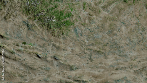 Övörhangay, Mongolia - outlined. Satellite