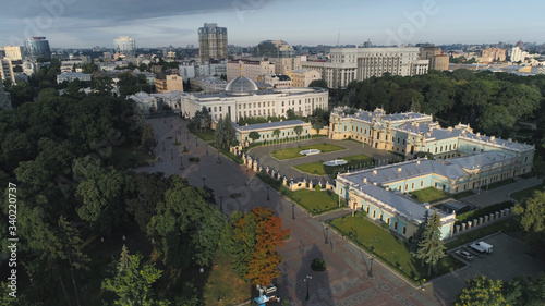 Fototapeta Naklejka Na Ścianę i Meble -  Aerial view. The building of the Ukrainian Parliament, Kyiv | Kiev. Sunrise. 