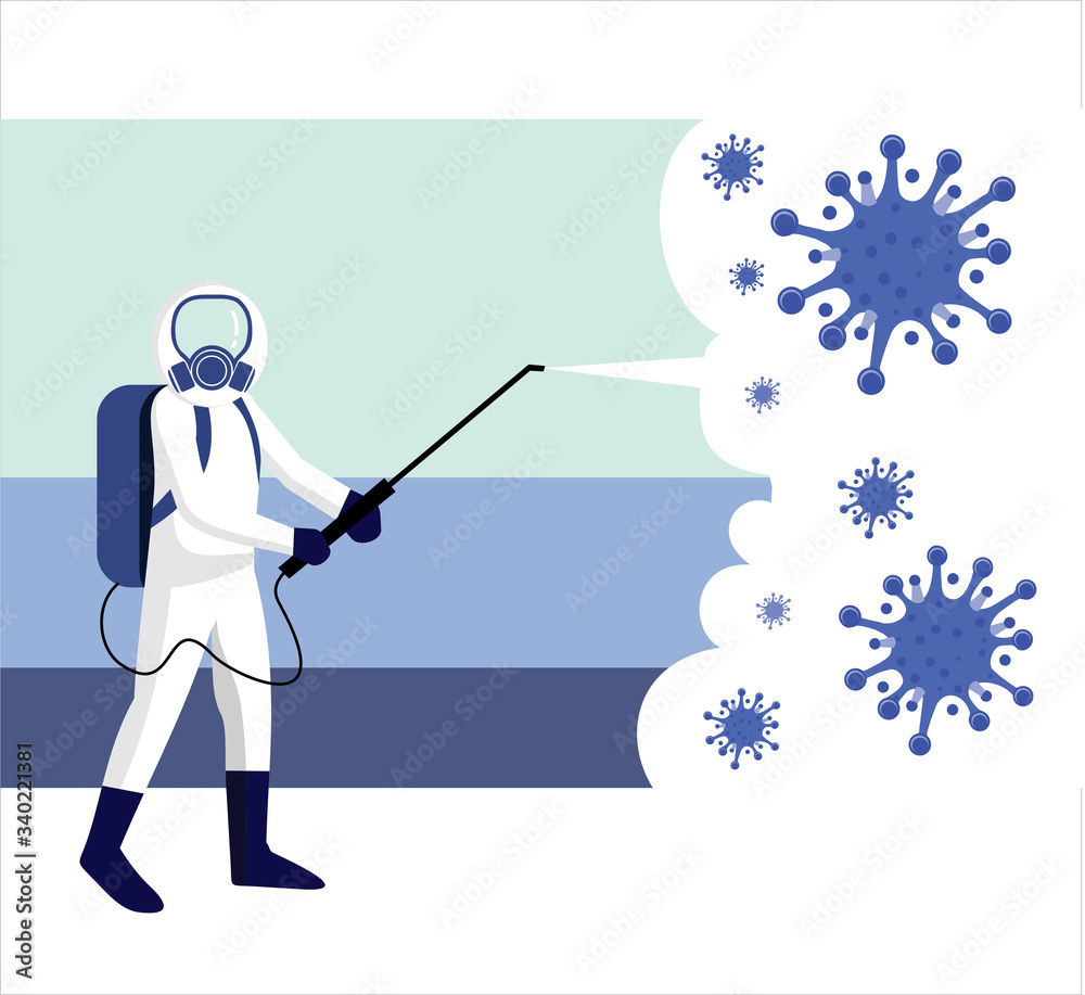 Man in hazmat of disinfection spraying worker to eradicate corona virus covid 19 .cure coronavirus. people Fight, Defeat, Protect virus concept. corona viruses vaccine concept. end of 2019-ncov Man in hazmat of disinfection spraying worker to eradicate corona virus covid 19 .cure coronavirus. people Fight, Defeat, Protect virus concept. corona viruses vaccine concept. end of 2019-ncov