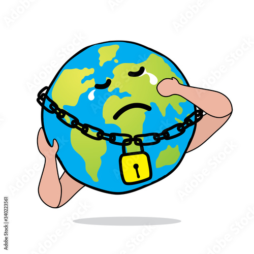Globe is crying save our planet earth world sad coronavirus covid-19 global lockdown