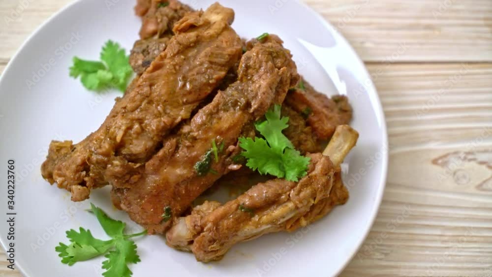 Baked pork ribs with sauce Baked pork ribs with sauce