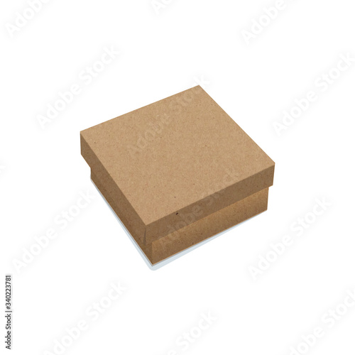 Vector kraft paper closed box realistic illustration. Isolated 3-d object