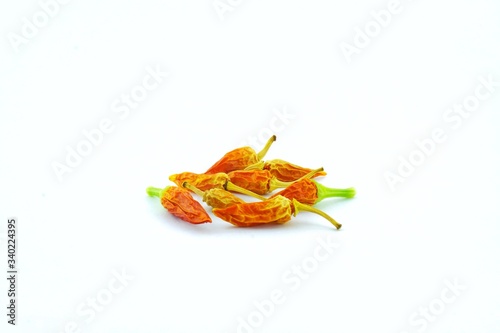 Dried Small red variety of chili peppers.