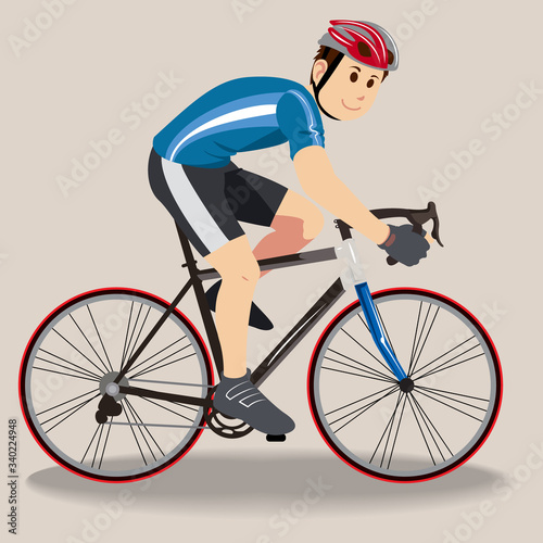 cyclist character in action vector illustration.