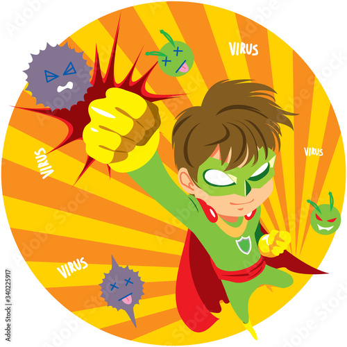 Vector illustration fight virus. cure the corona virus. people fight the virus concept. coronaviruses vaccine concept.