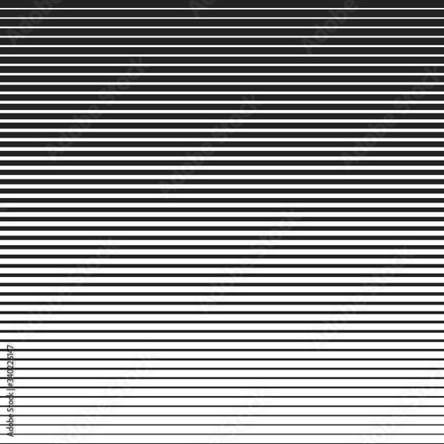 Line halftone pattern with gradient effect. Horizontal lines in black and white. Template for backgrounds and stylized textures. Stock Vector design element.