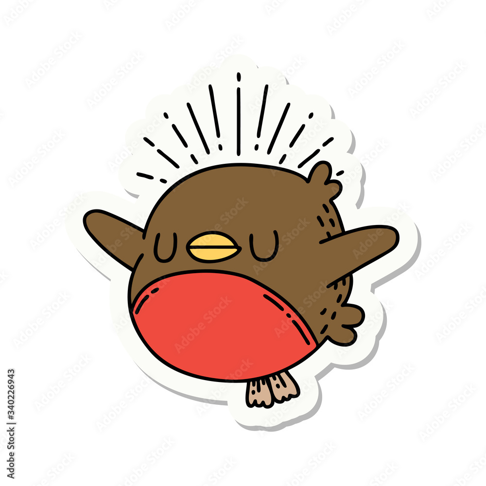 sticker of tattoo style flapping robin sticker of tattoo style flapping robin