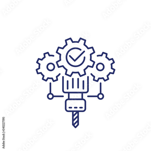 CNC machine line icon on white