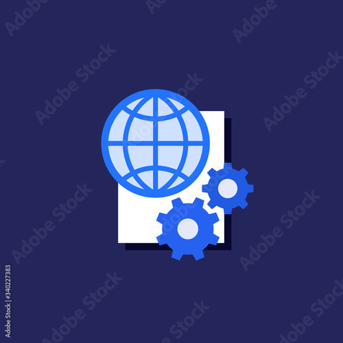 network settings icon, flat vector