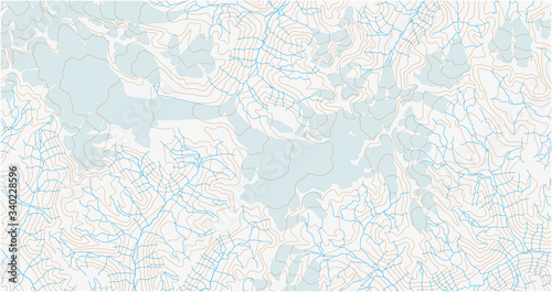 Abstract topographic vector map with glacier representation