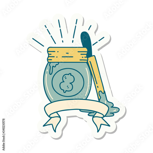 sticker of tattoo style peanut butter
