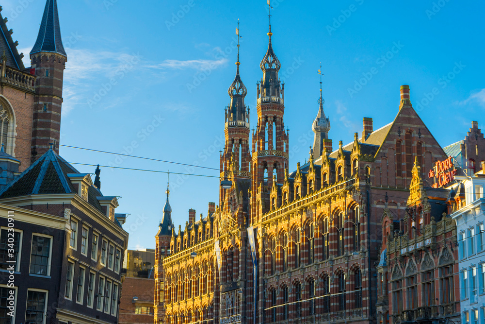 Fototapeta premium Beautiful architecture of Magna Plaza shopping center, the former main post office in Amsterdam, Netherlands