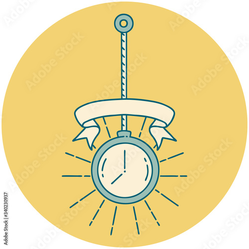 icon of tattoo style gold pocket watch