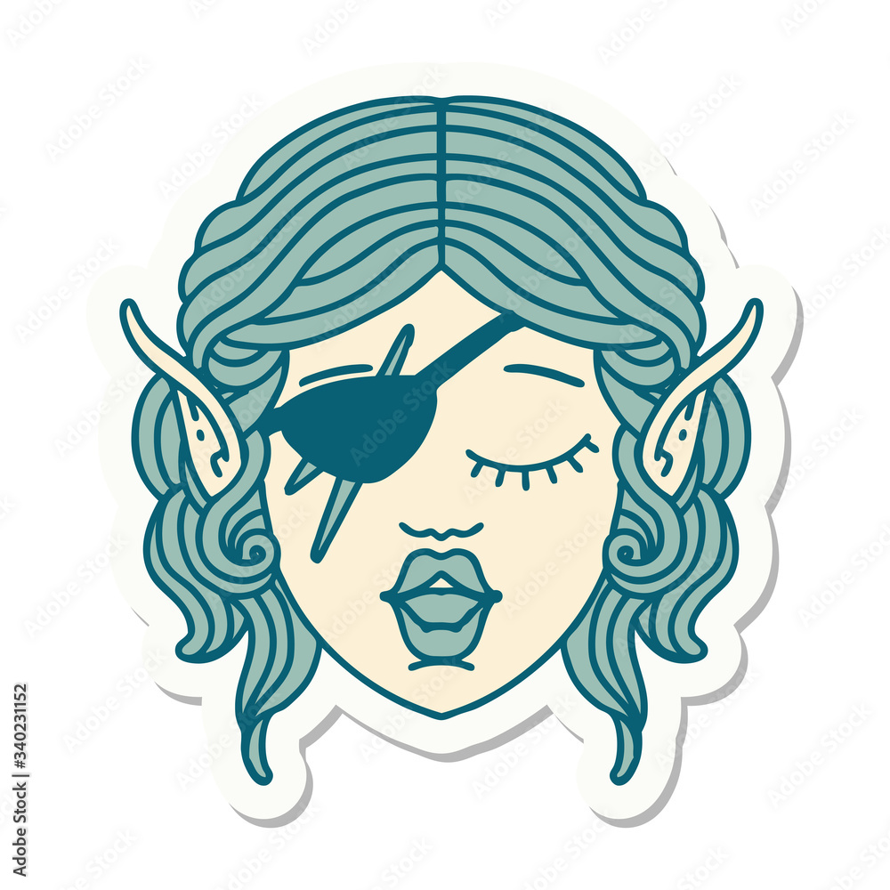 elf rogue character face sticker elf rogue character face sticker
