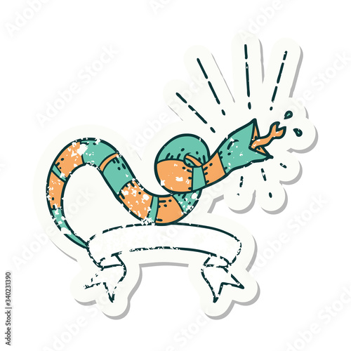 grunge sticker of tattoo style hissing snake