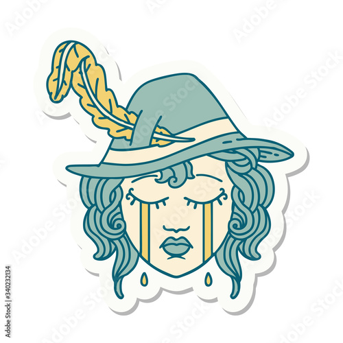 crying human bard sticker