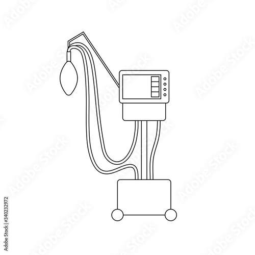 Medical ventilator line icon. Outline mechanical ventilation lungs Machine isolated on white background. Apparatus to patients having trouble breathing, coronavirus covid-19, pneumonia. Vector sign