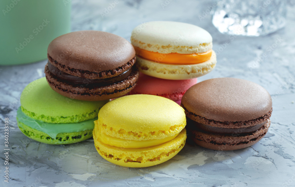 colorful macaroons on a light background dessert colorful macaroons on a light background dessert