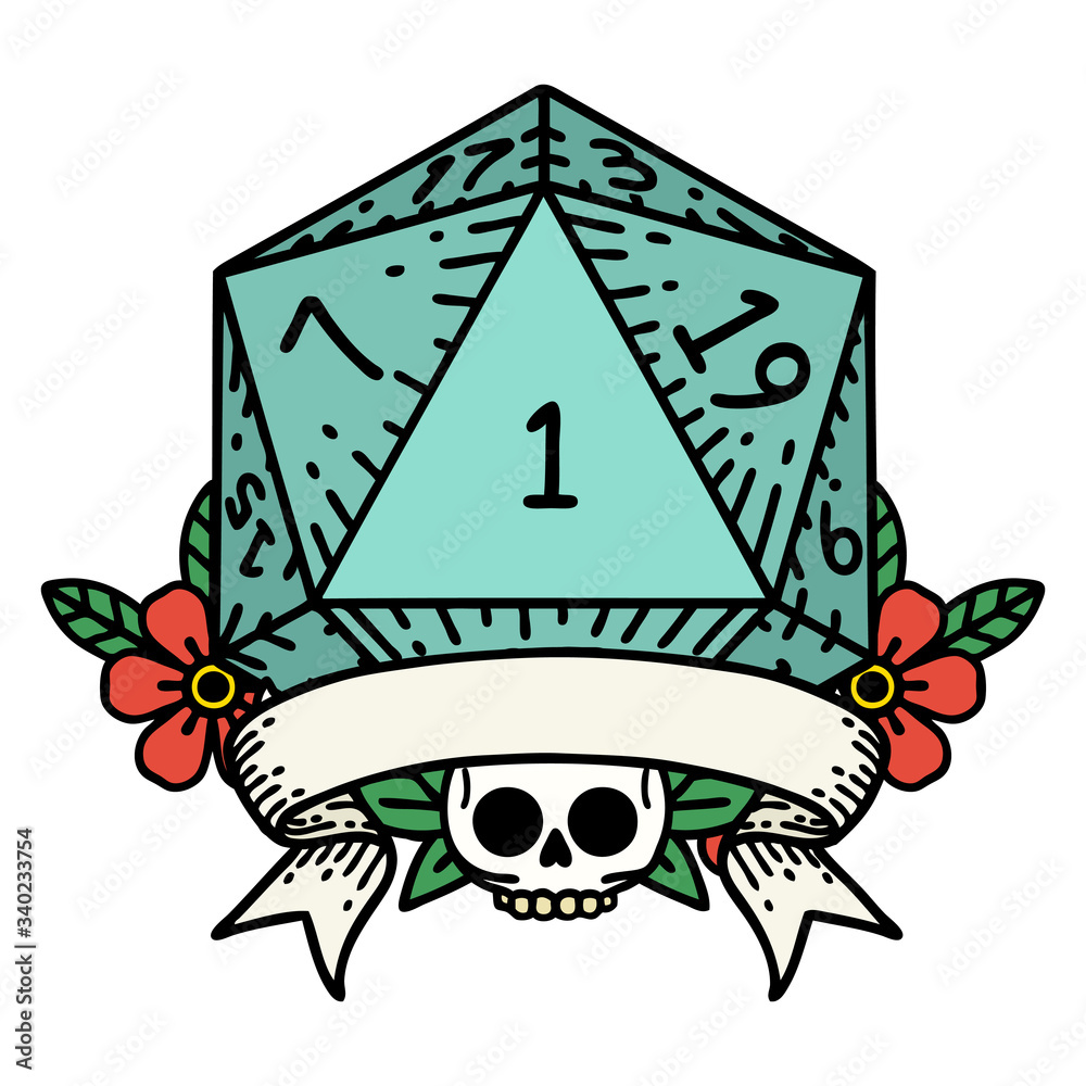 natural one d20 dice roll illustration