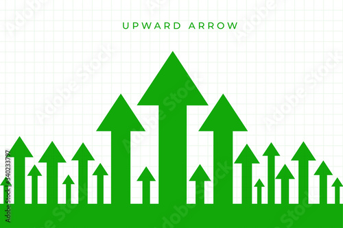 upward moving growth green arrow business background