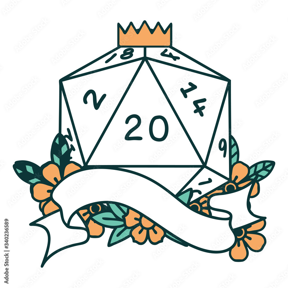 natural twenty D20 dice roll illustration