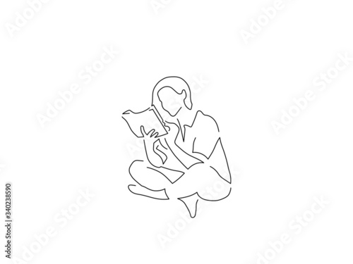 People at home isolated line drawing, vector illustration design.