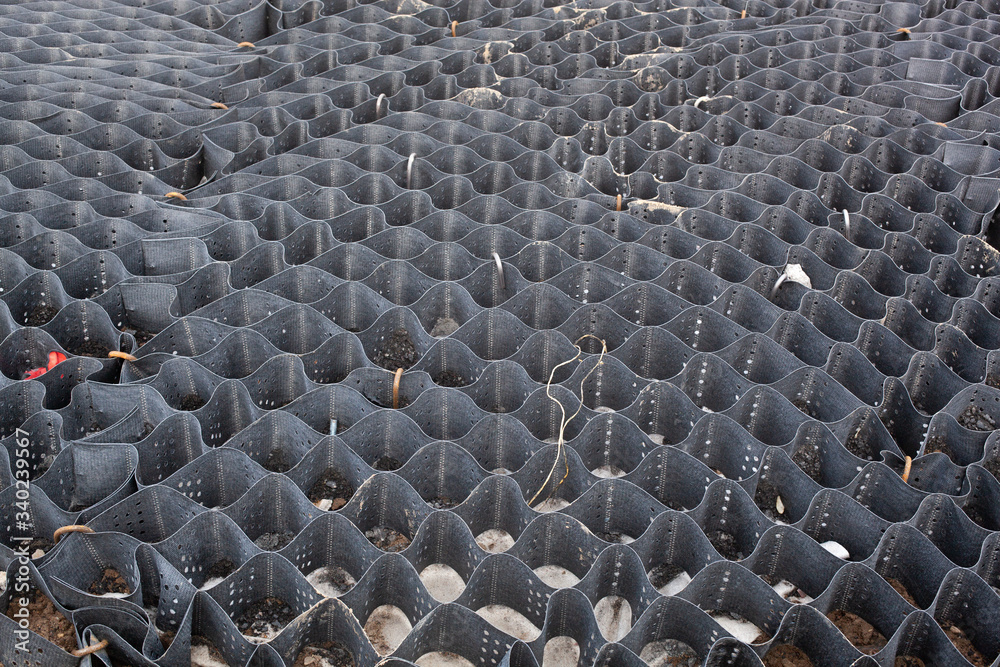 Fototapeta premium Polymer geogrid is not filled with soil