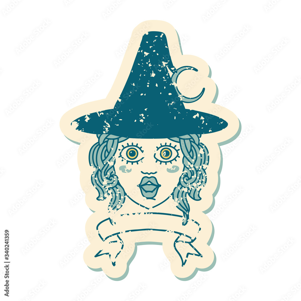 human witch character with banner illustration human witch character with banner illustration