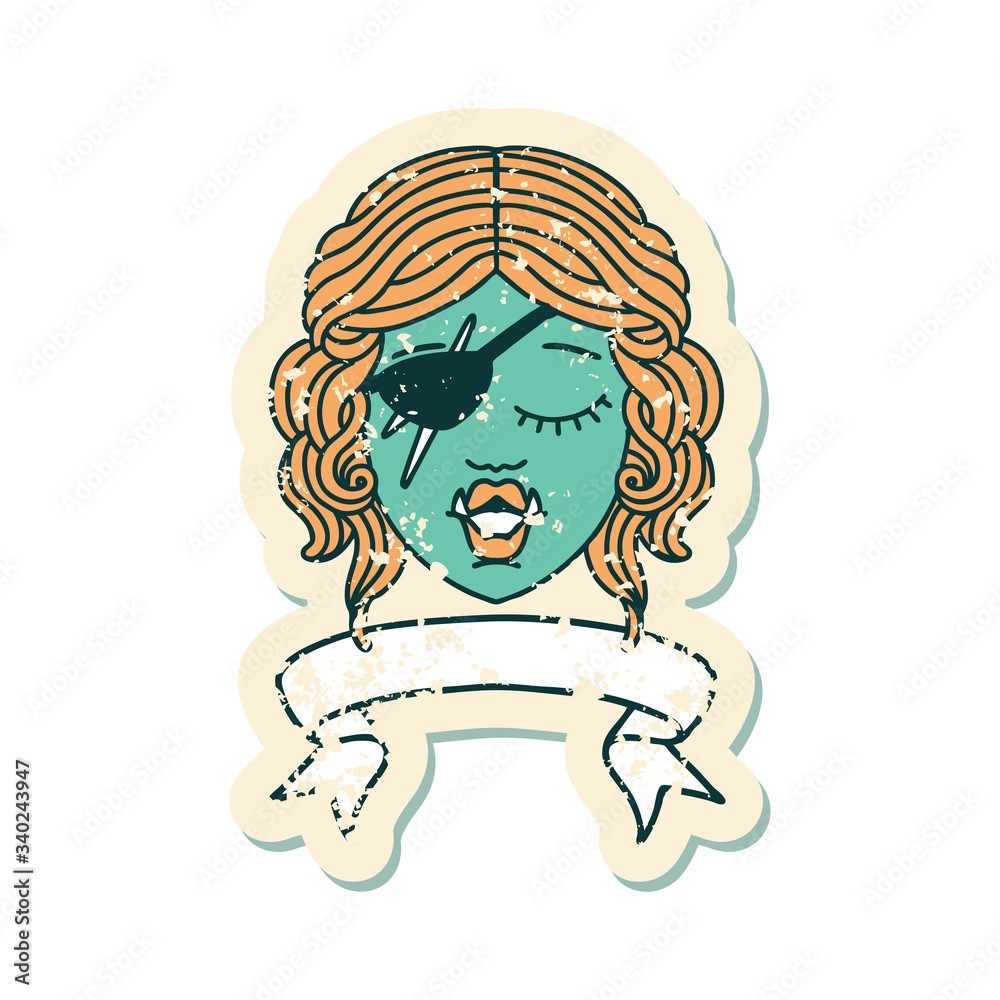 orc rogue character face with banner illustration orc rogue character face with banner illustration