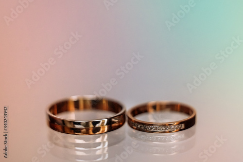 gold wedding rings macro close up